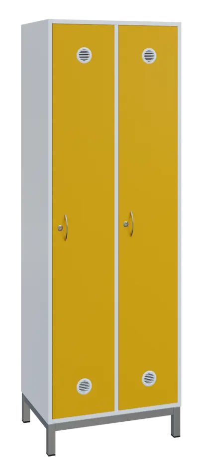 SSLN - 180 - 60 šatní skříň 2-dvéřová, 1800x600x400 mm, kovové nohy, korpus bílý, dvířka žlutá odio